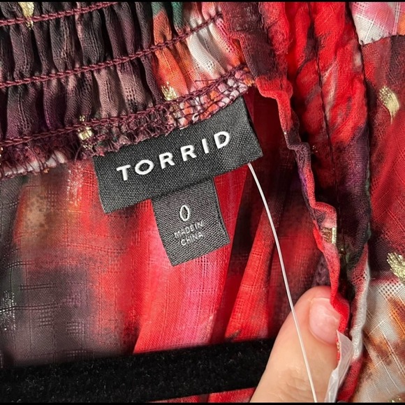 Torrid BURGUNDY PURPLE FLORAL CHIFFON MOCK NECK MIDI DRESS size 0X NWT - Picture 7 of 9